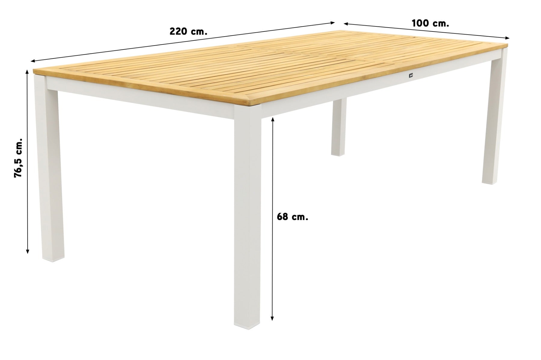 Hartman Sonata tuintafel 220x100 cm. - Teak - wit