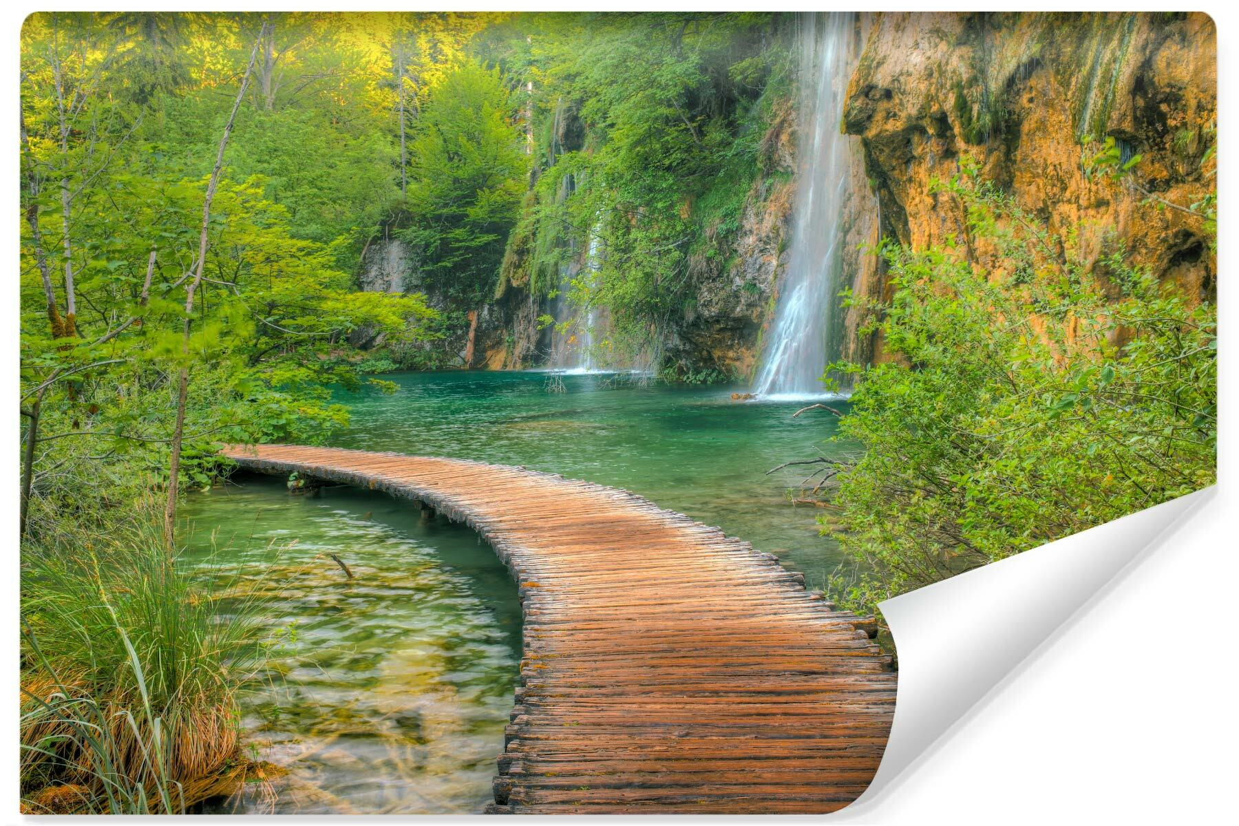 Fototapeta Ścienna Pomost Przy Wodospadzie 3D 90x60cm