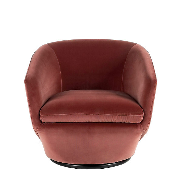 Fauteuil Pivotant en Velours Pêche Design Moderne et Confortable