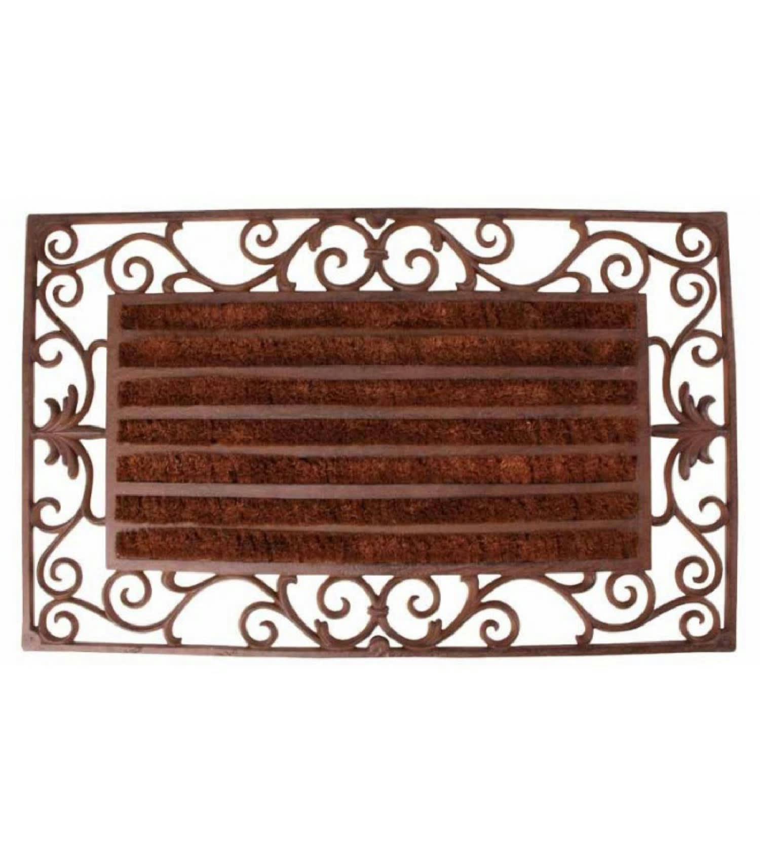 FONTE - Paillasson en fonte et rouleaux coco 74x46