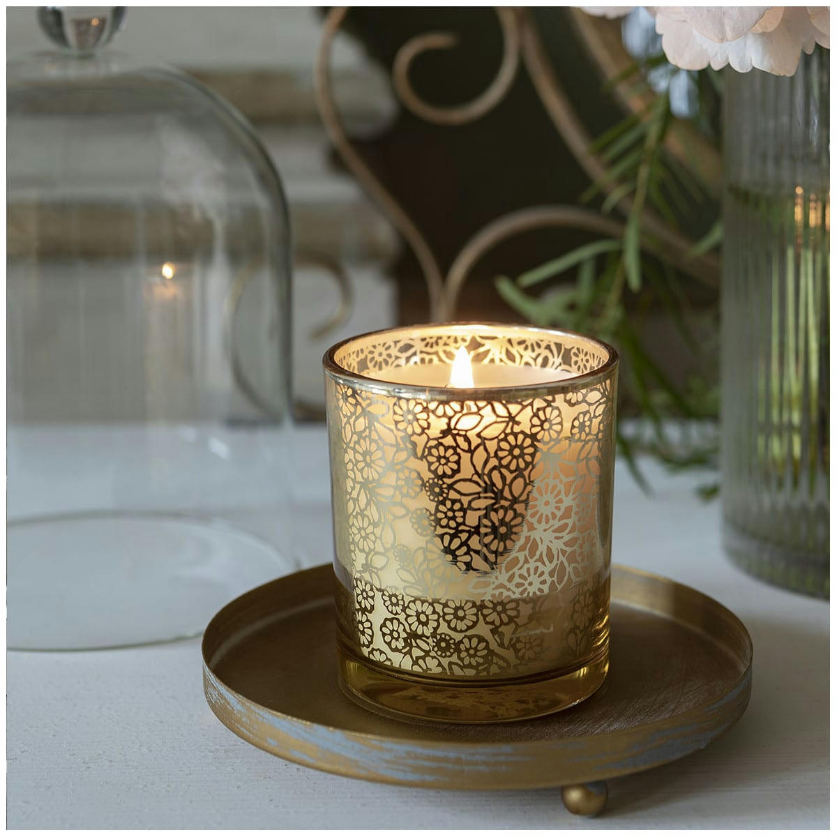 - Base métal pour cloche en verre