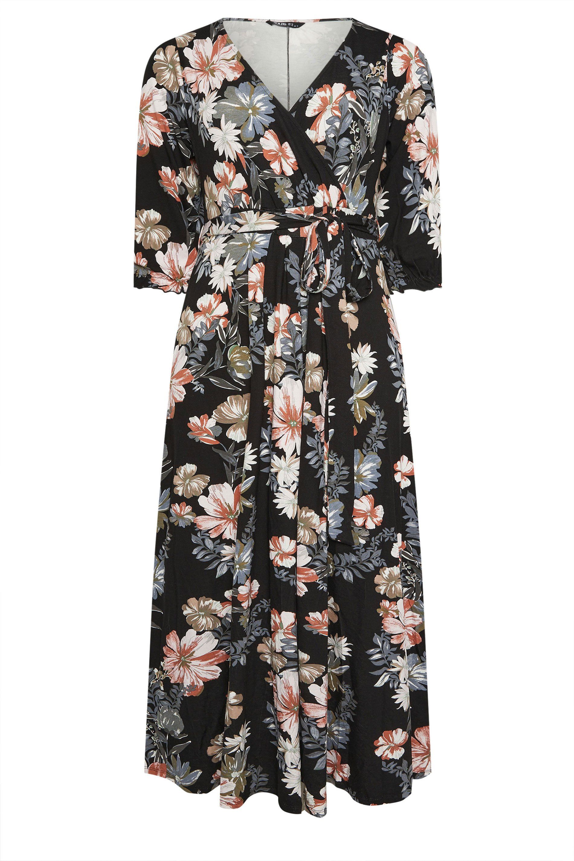 Yours Floral V-Neck Wrap Dress
