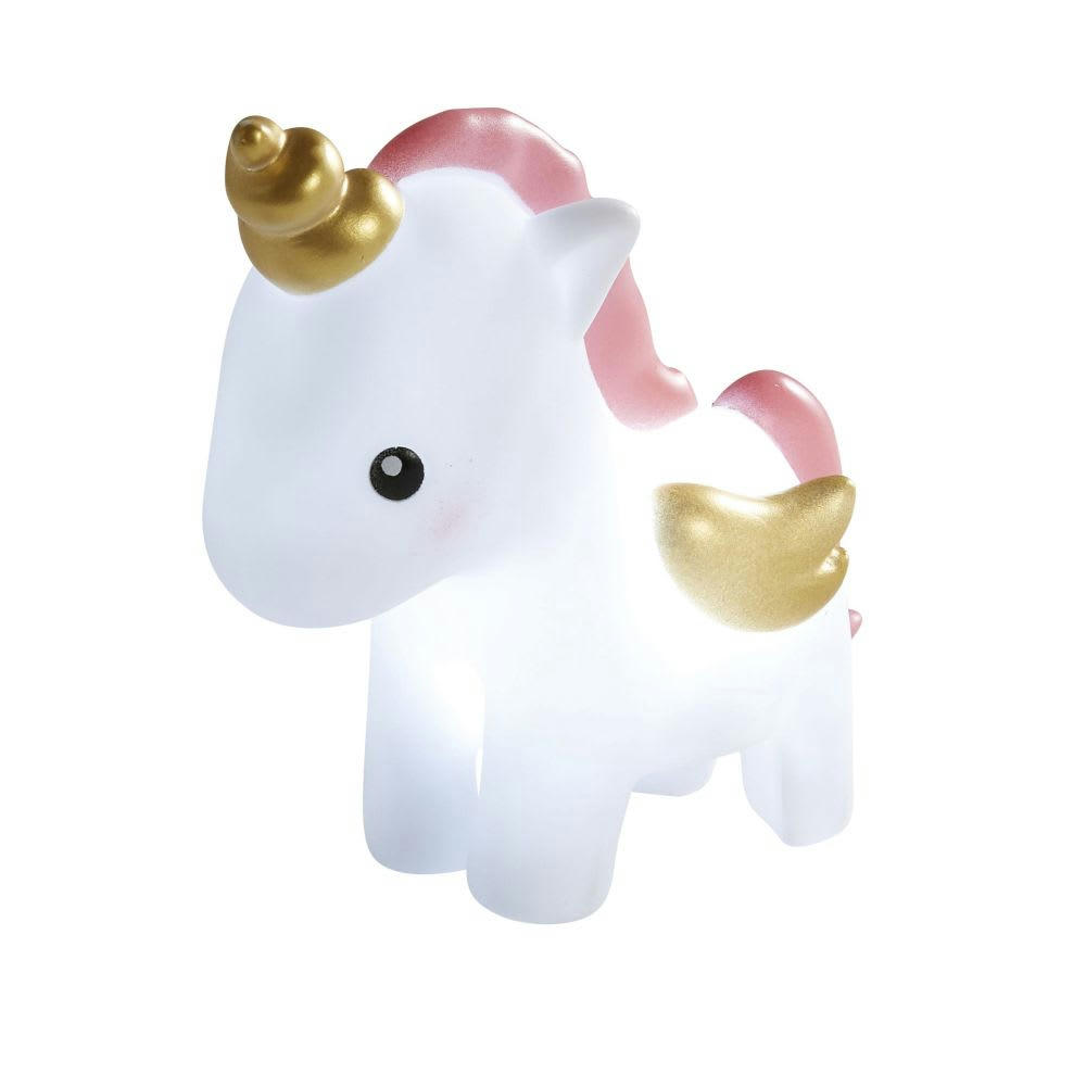 SIMONE - Veilleuse licorne blanche rose et dorée