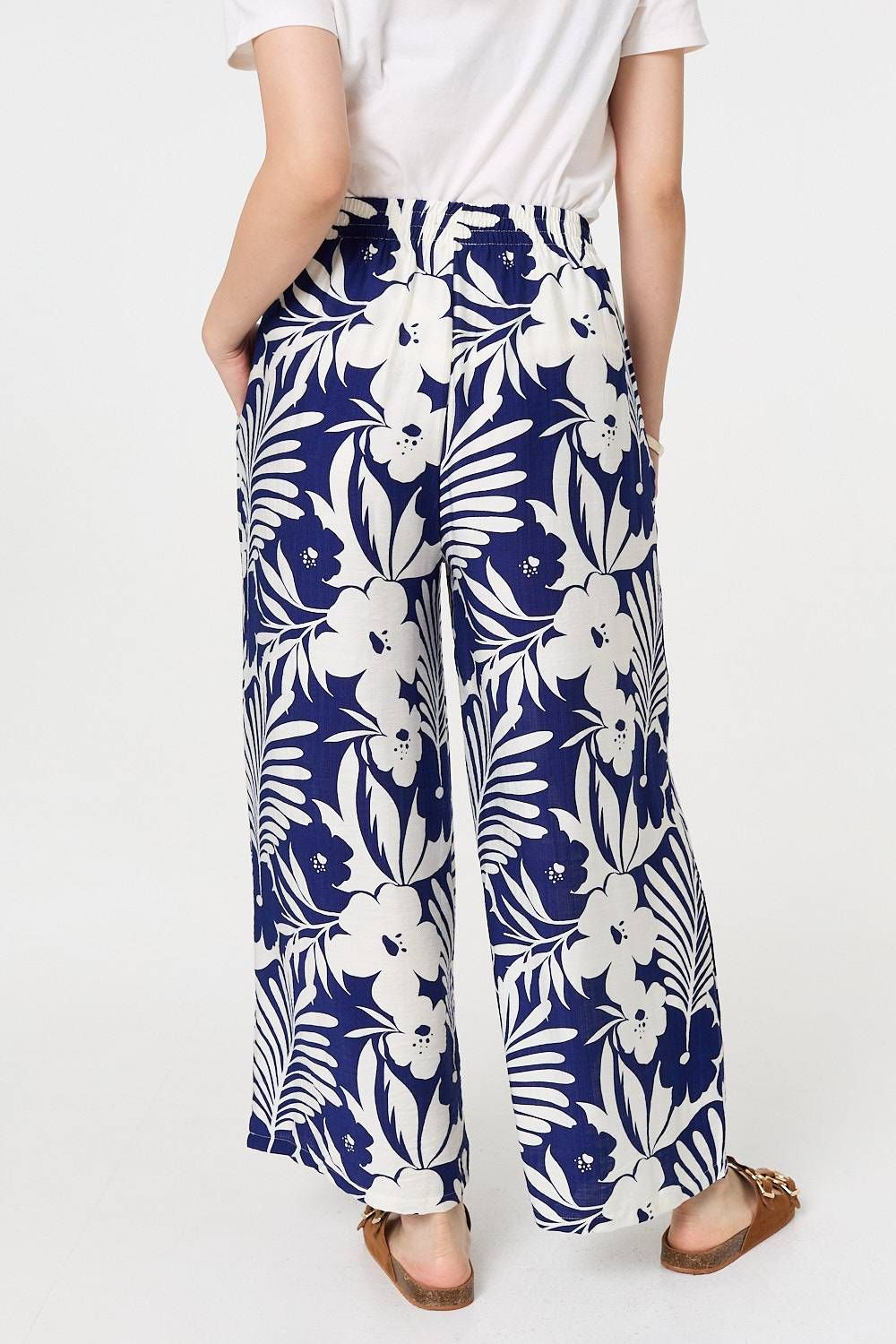 Izabel London Tropical Floral Wide Leg Trousers