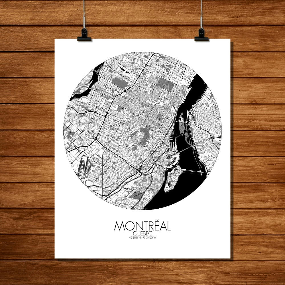 - Affiche Montreal Carte ronde 40x50