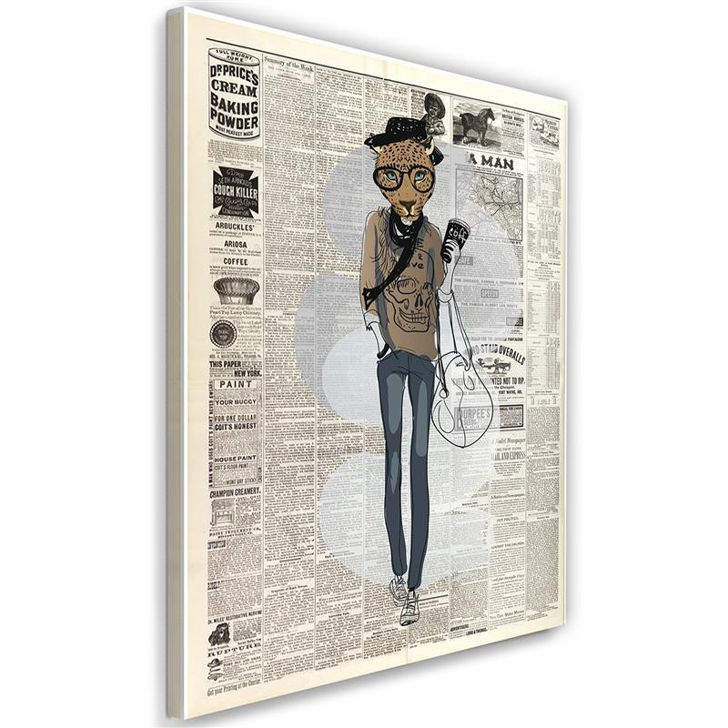 Feeby Obraz Lampart hipster artykuł w gazecie 40x60