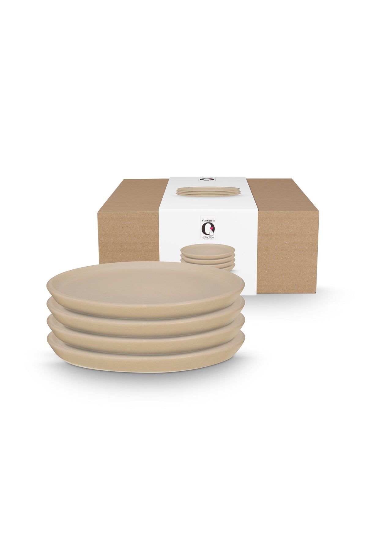vtwonen - Ontbijtborden - Grijs - Keramiek - 17cm - Serviesset van 4