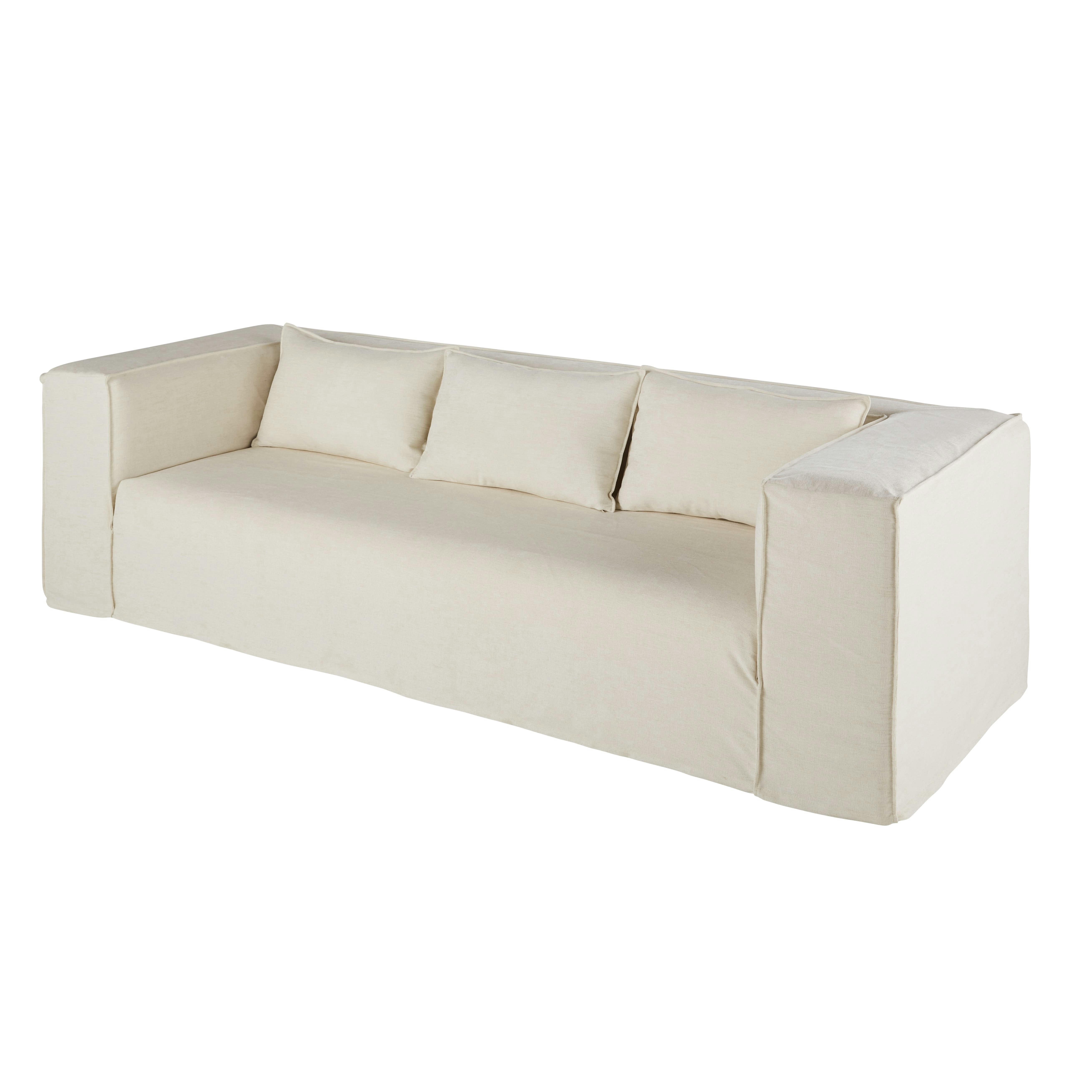 Lena - Canapé 3/4 places en textile tramé beige