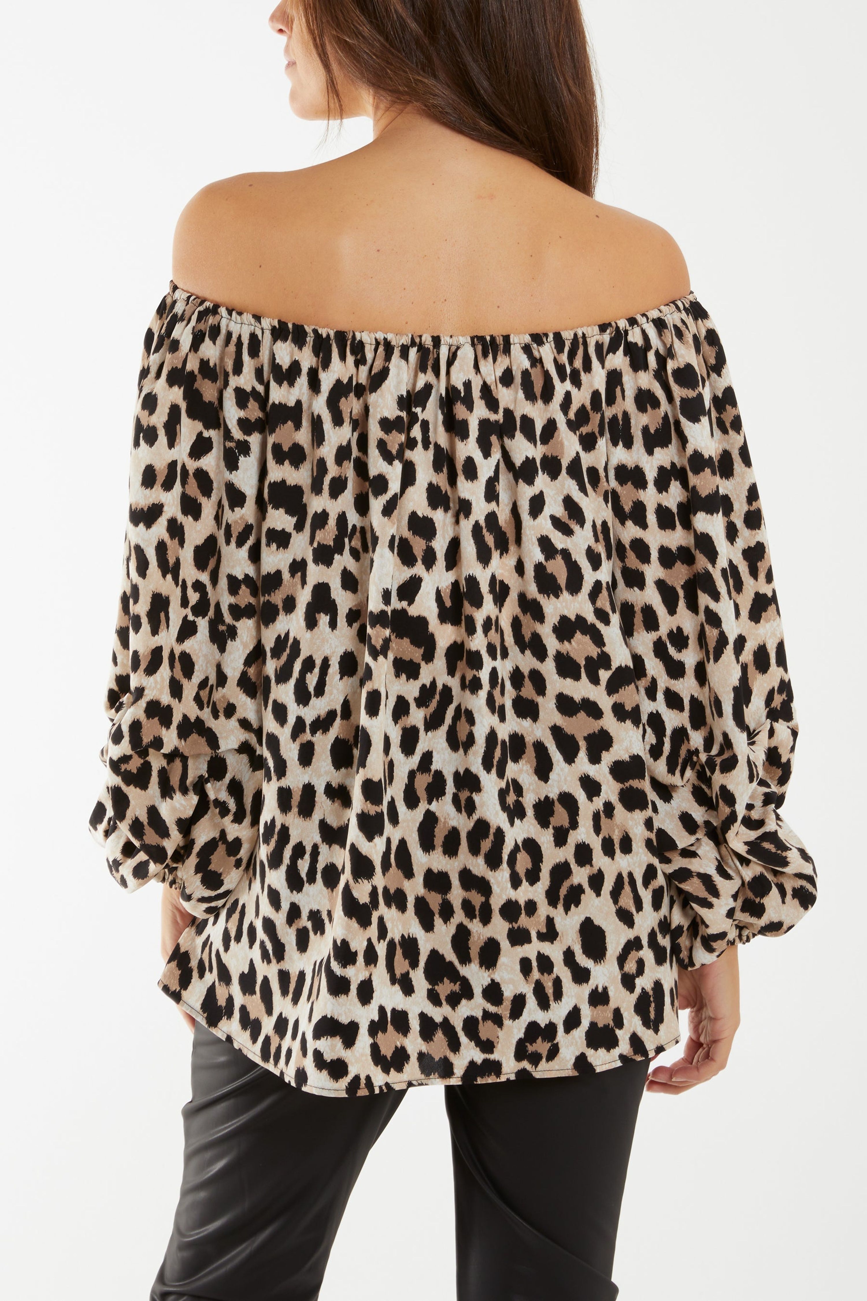 Blue Vanilla Stone Leopard Print Blouse