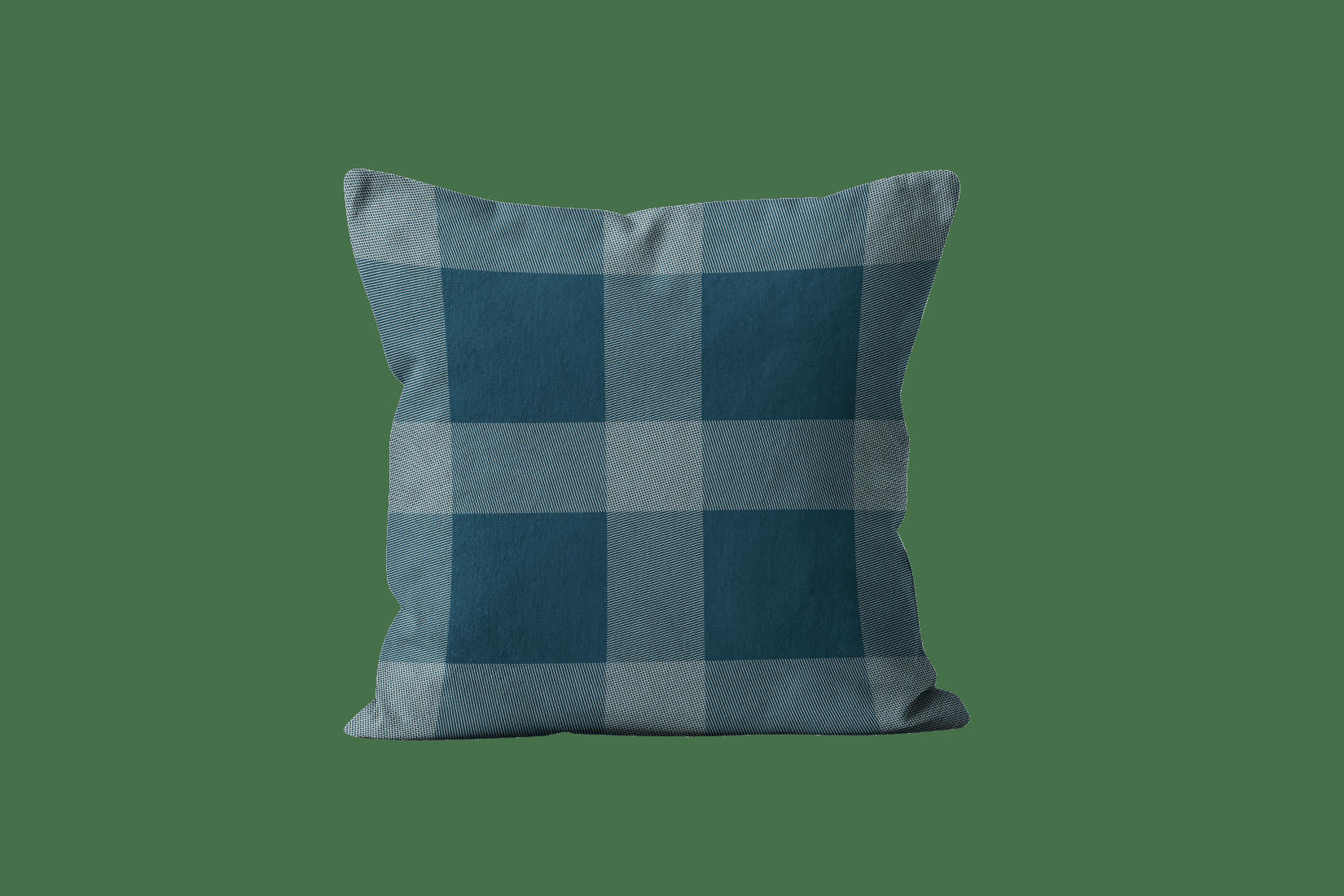 - Coussin vichy velours bleu gris  40x40cm