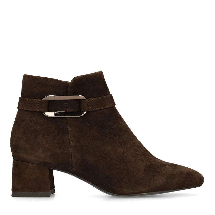 No Stress Bruine suède enkellaarsjes met hak
