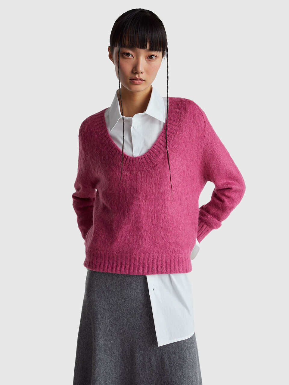 Warm sweater in mohair blend