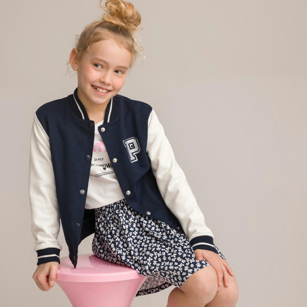 Veste esprit Teddy en molleton, texte imprimé dos