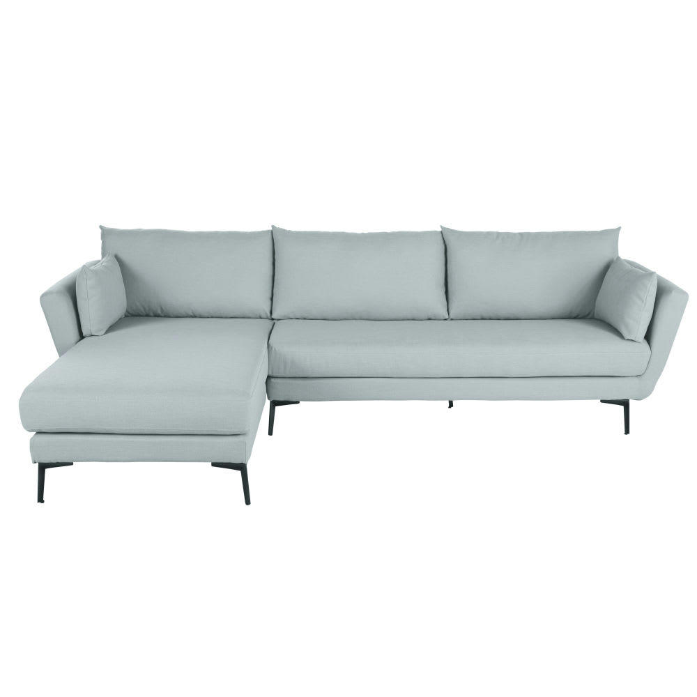 Prague - Canapé d'angle gauche 4/5 places bleu glacier