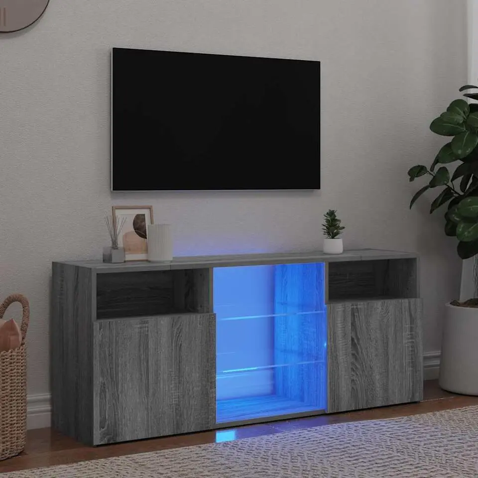 vidaXL - TV-meubel met 2 deuren - LED - Grijs sonoma eiken - Hout - 120x30x50 cm
