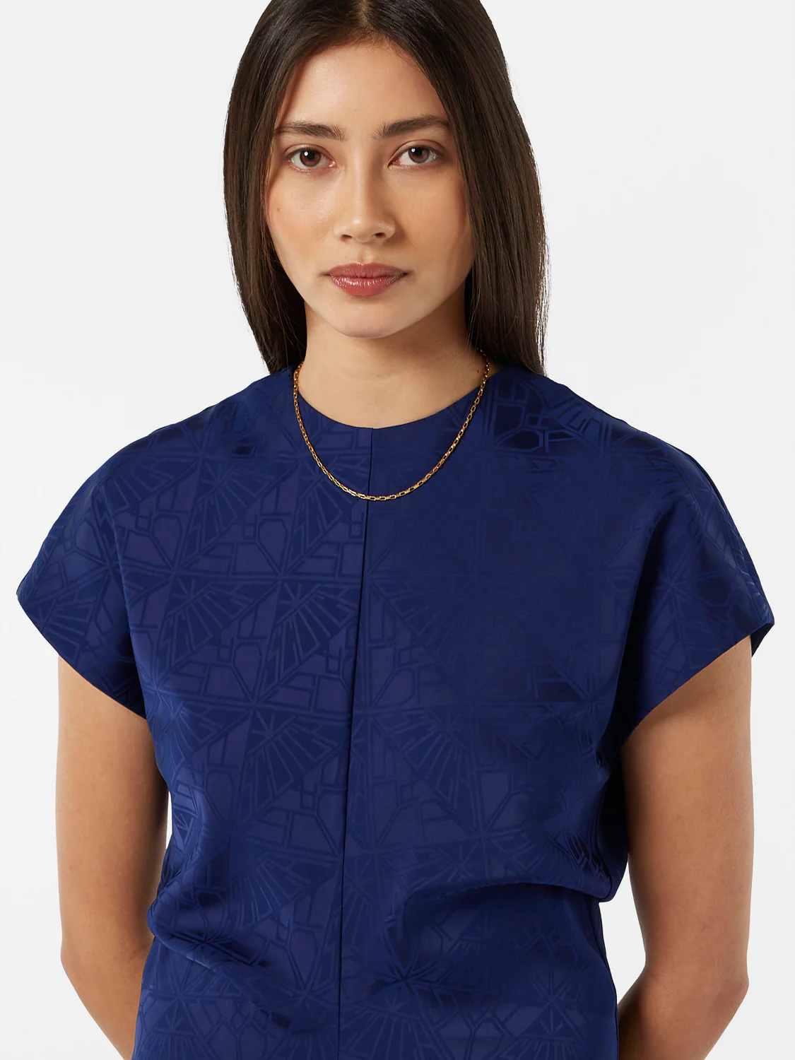 Jacquard Midi Satin Dress