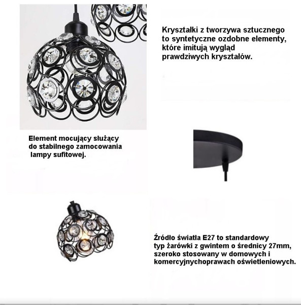 Lampa sufitowa z ażurowymi klo