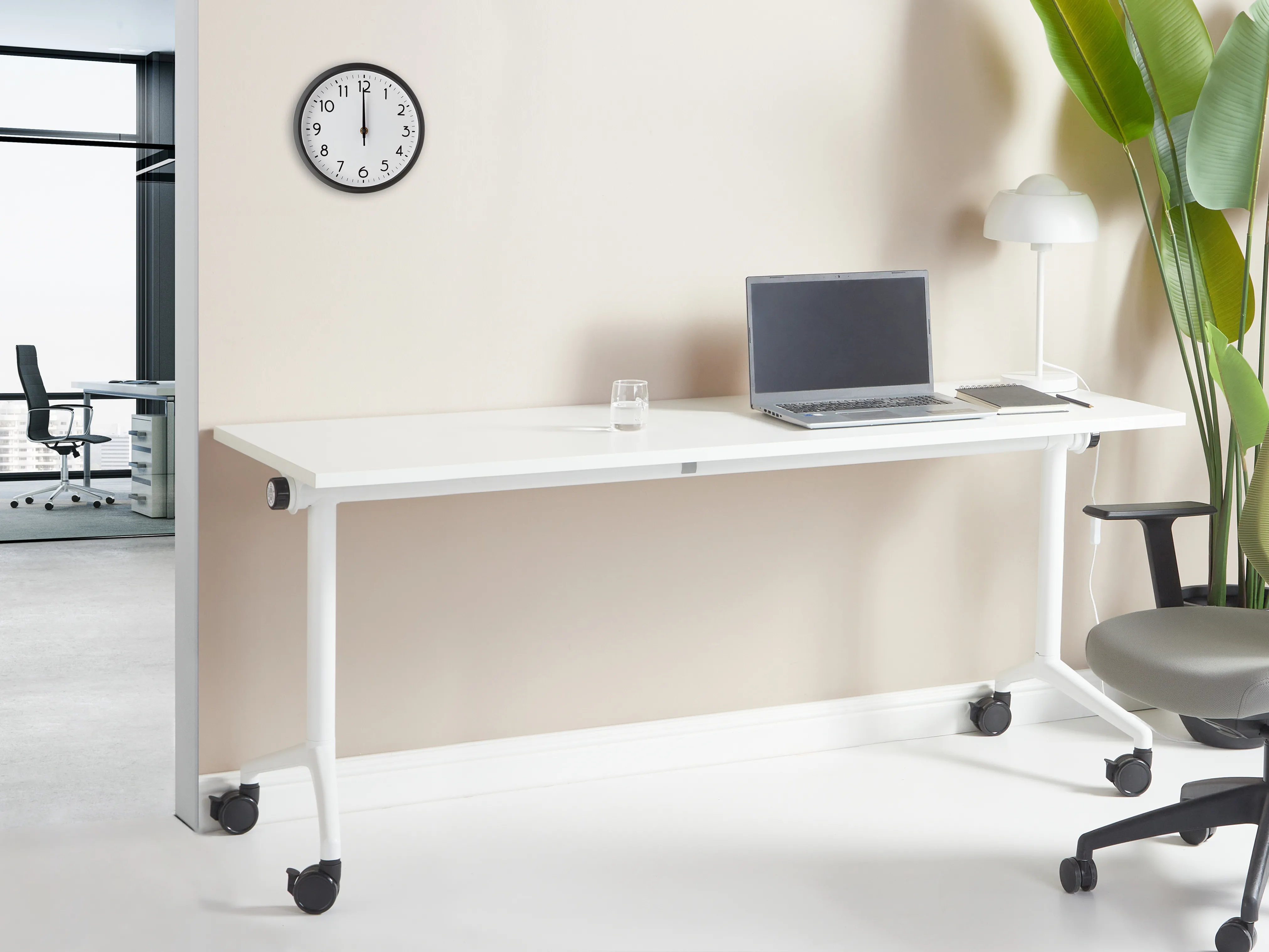 Foldable Office Desk CAVI White 180 cm 60 cm with Wheels