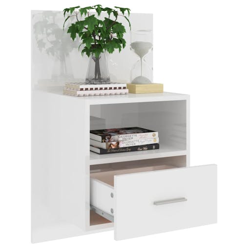 NNEVL Wall-mounted Bedside Cabinets 2 pcs High Gloss White