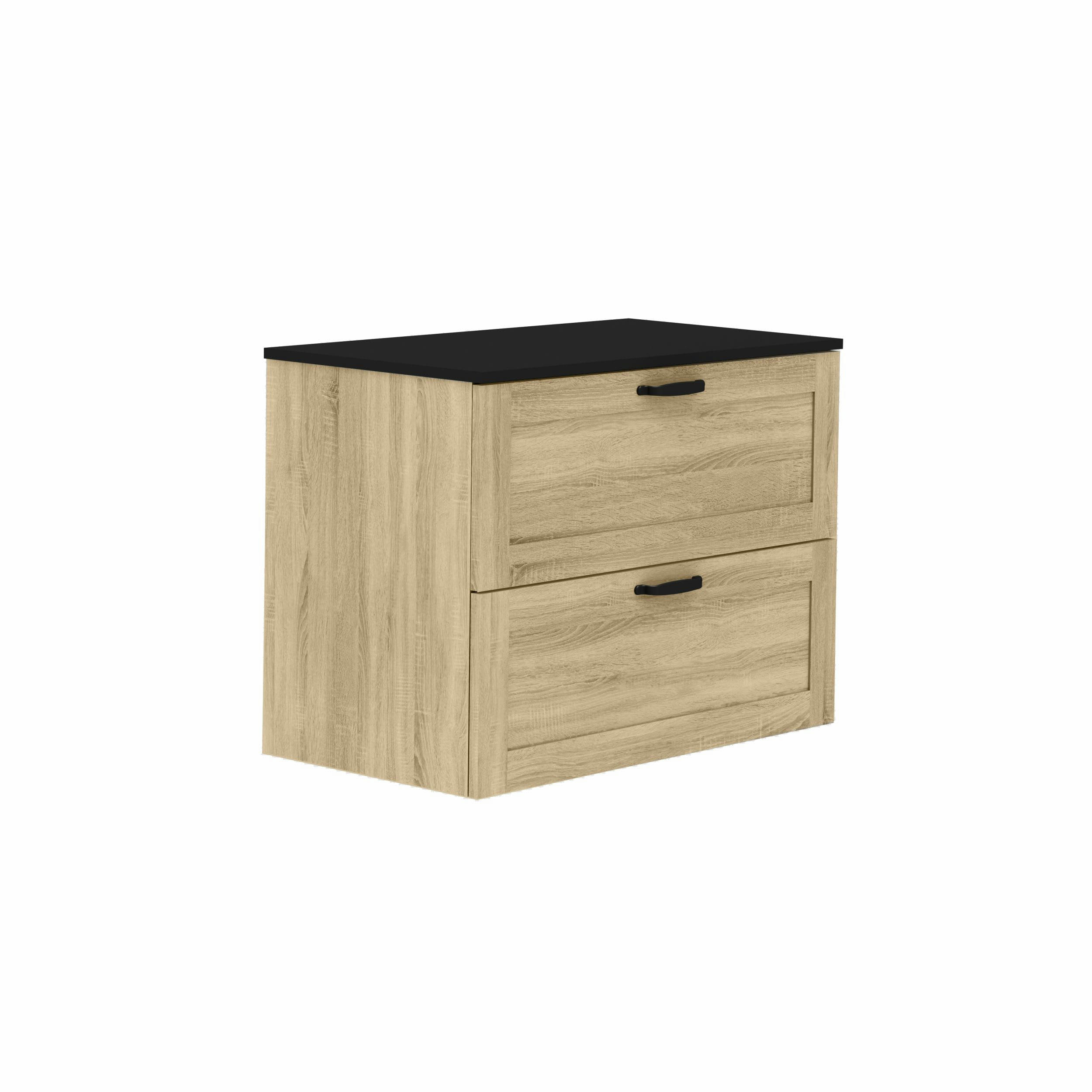 CAMBRIDGE - Meuble de salle de bain 80cm Chêne PPSM Meuble +  Plan Mélaminé