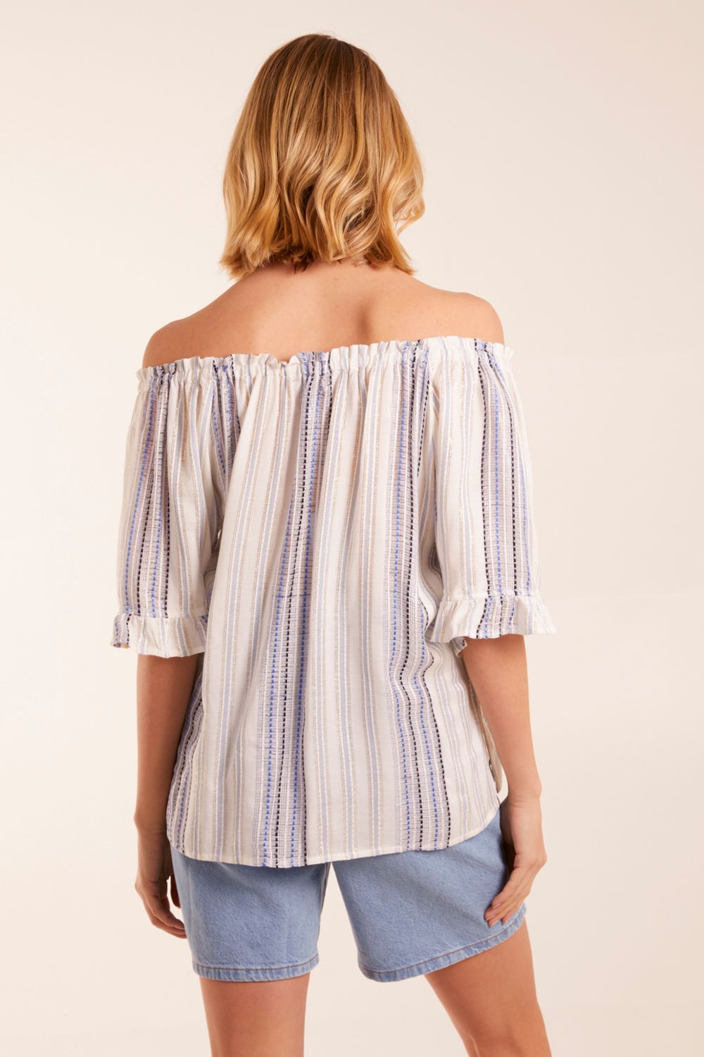 Blue Vanilla Bardot Top With Stripes