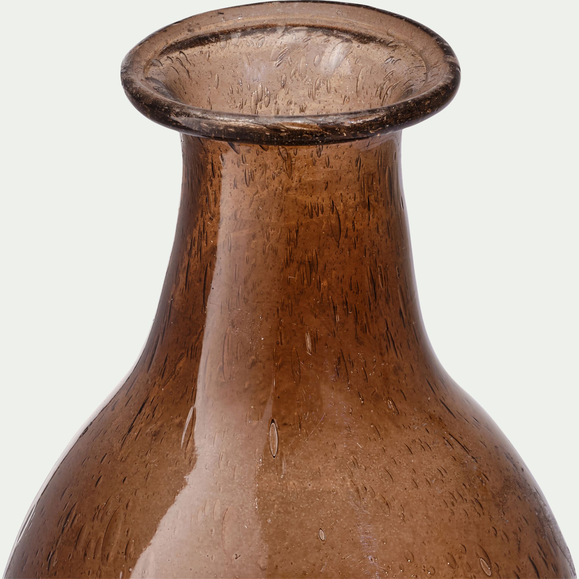 HEGRADE - Vase bouteille en verre bullé - terre fumée D8,5xH18cm