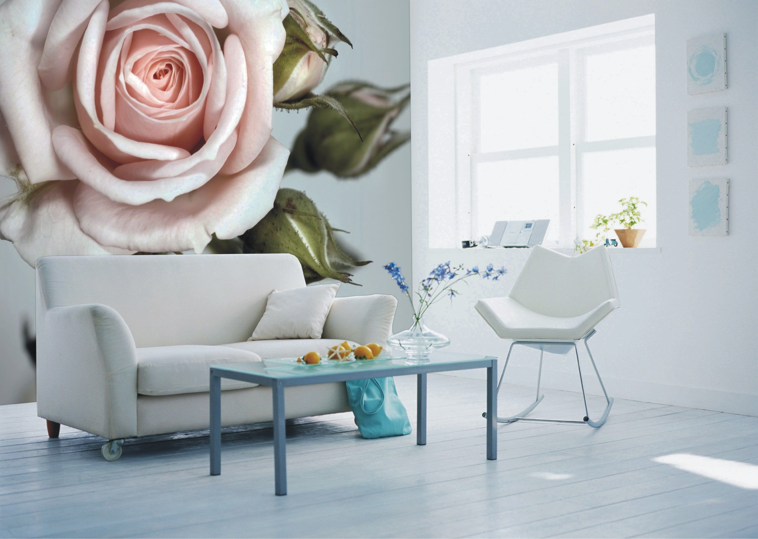Sanders & Sanders fotobehang rozen roze, groen en grijs - 375 x 270 cm - 600451