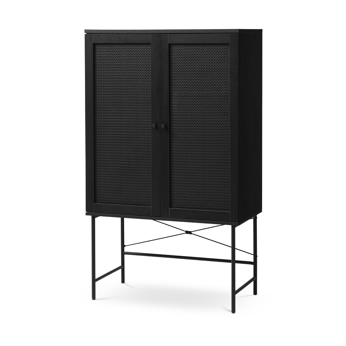 Olivine Jari Houten Opbergkast met Rattan - B 80 cm - Zwart