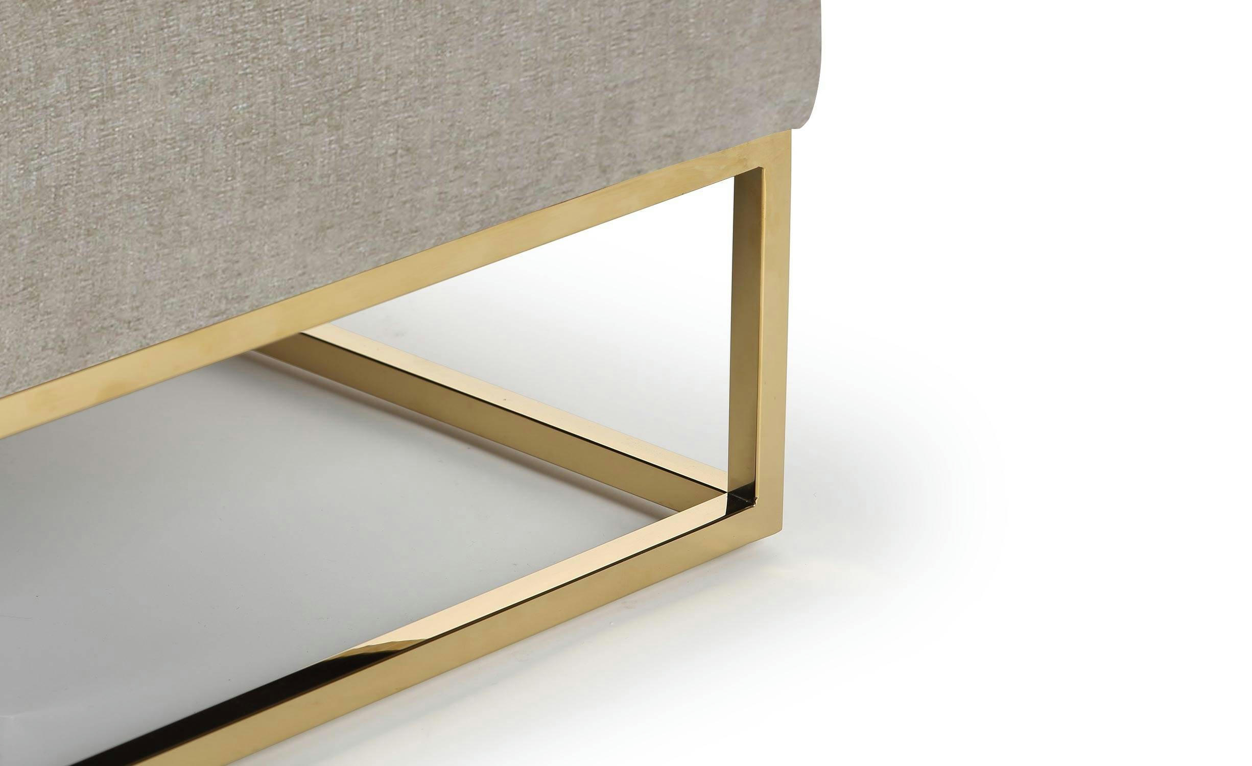 HUDSON - Pouf carré tissu beige