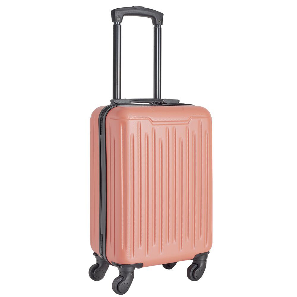 Valise cabine 26L lowcost trolley 4 roulettes amovibles plastique ABS corail