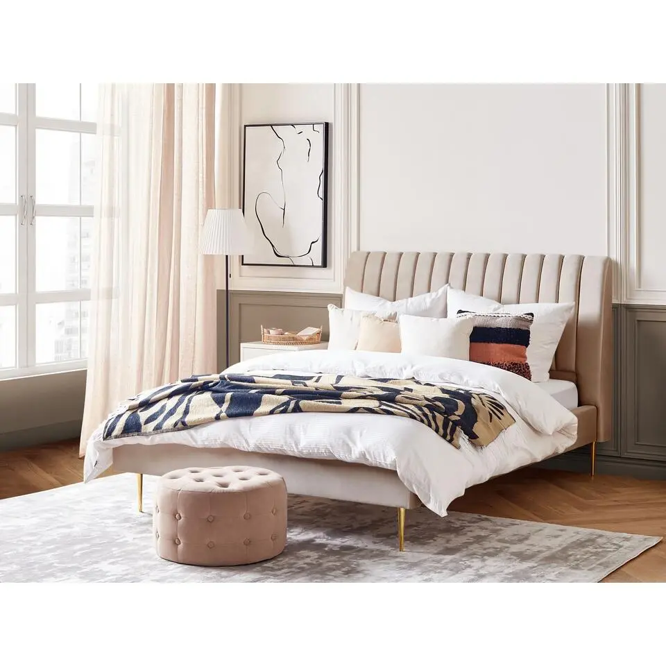 MARVILLE - Tweepersoonsbed - Beige - 160 x 200 cm - Fluweel