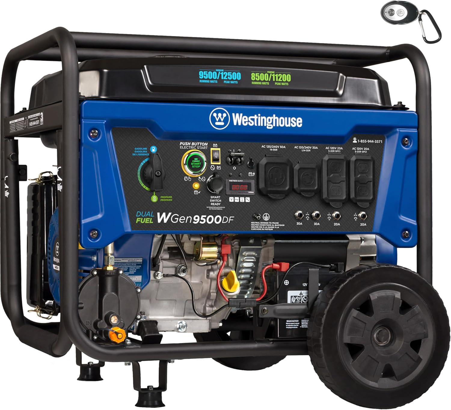 Westinghouse 12500 Watt Dual Fuel Home Backup Portable Generator  Remote Electric Start  Transfer Switch Ready  Gas and Propane Powered