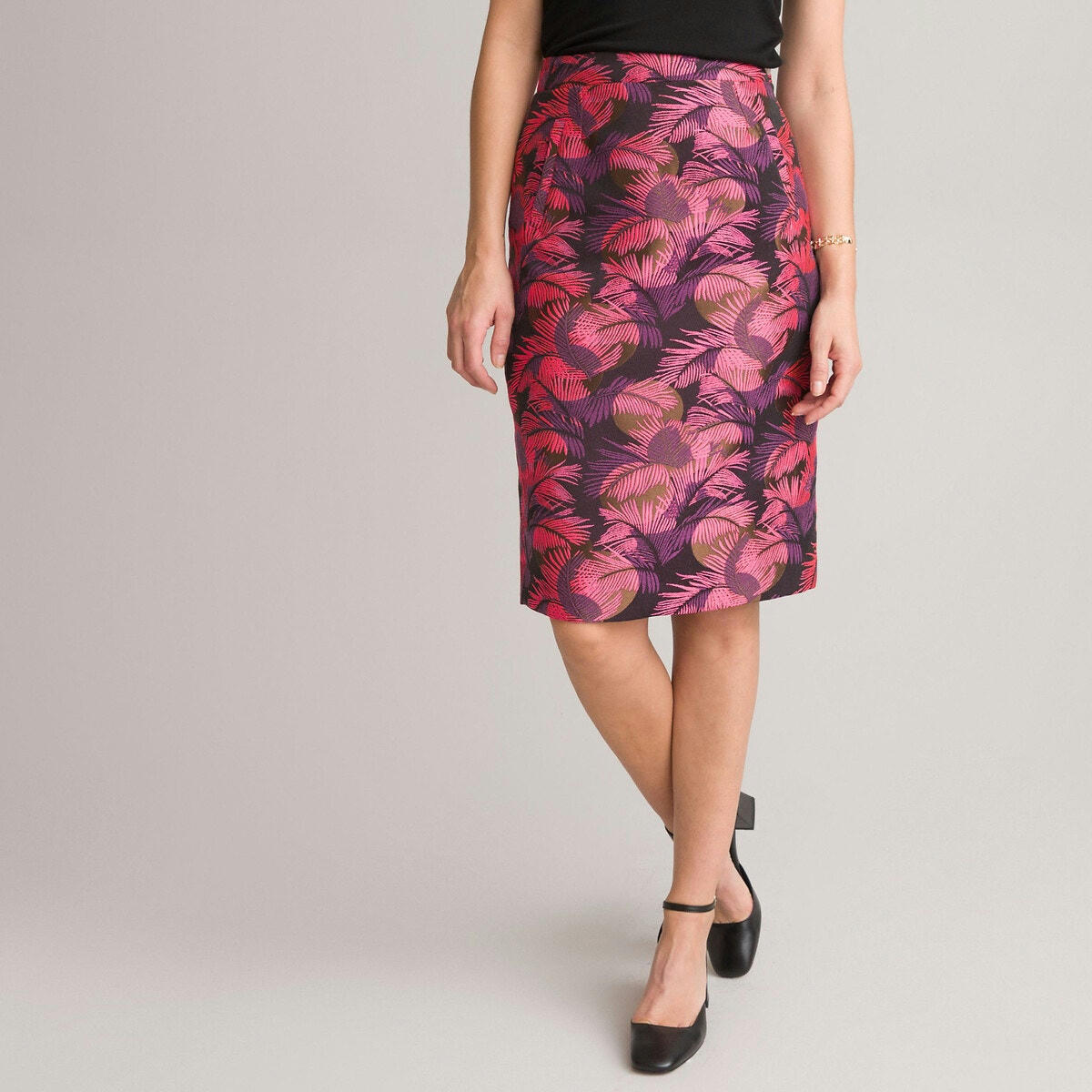 Jupe crayon jacquard, mi-longue