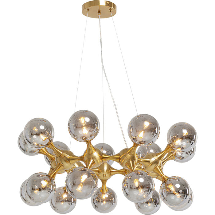Kare Design Atomic Balls Hanglamp - Messing Rookglas