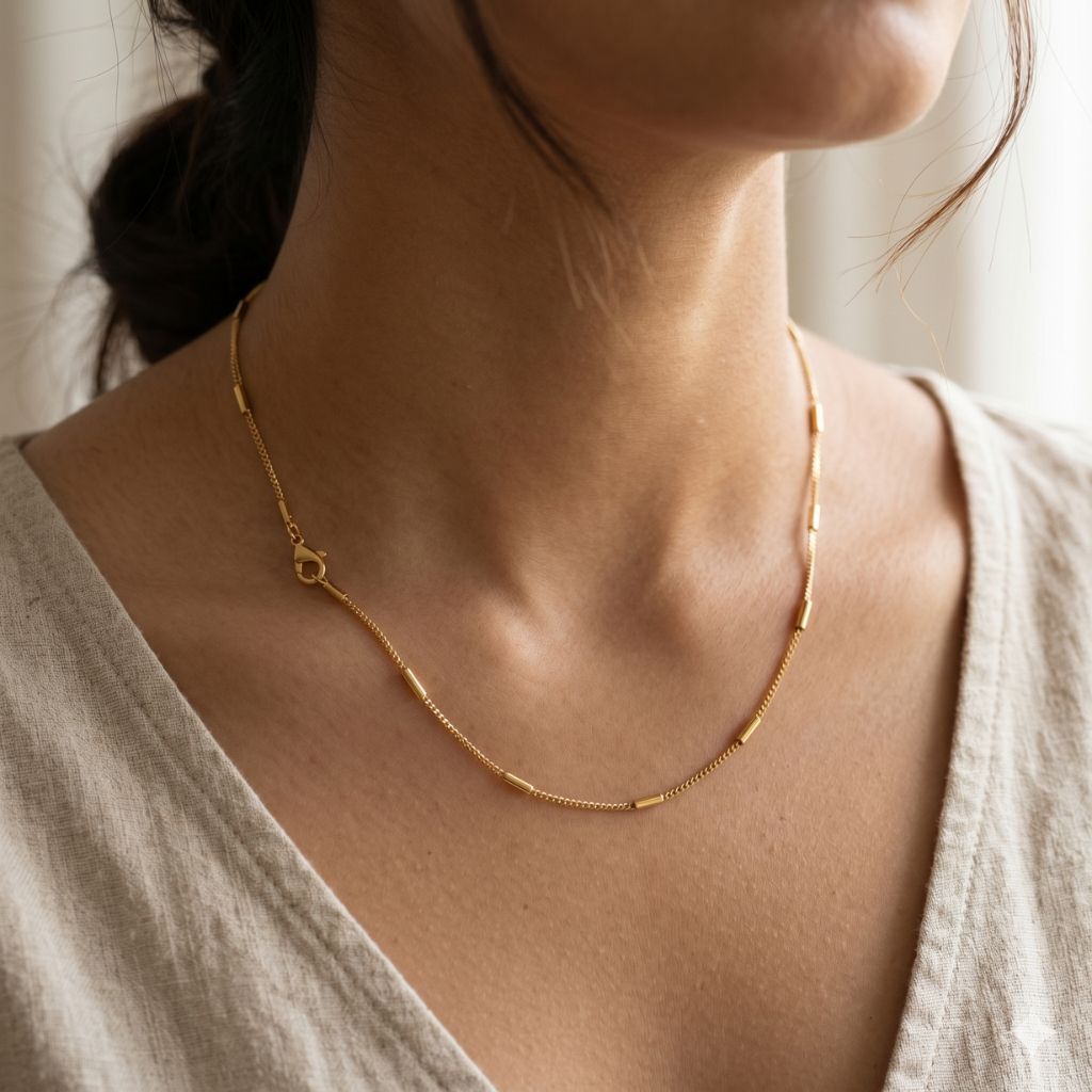 The Colourful Aura Single Strand Gold Brass Necklace for Women