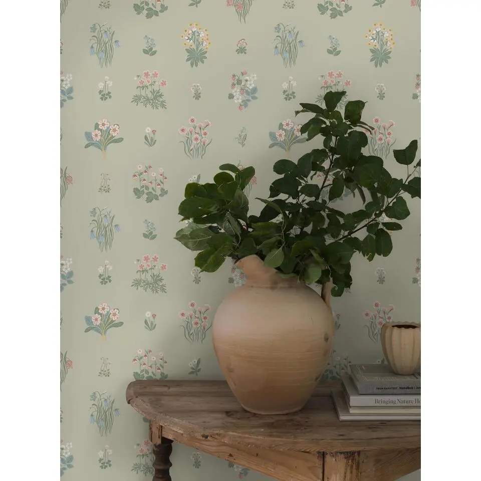 Borastapeter behang bloemen groen en meerkleurig - 53 cm x 10.05 m
