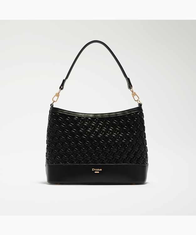 Delphina Black - Woven Shoulder Bag