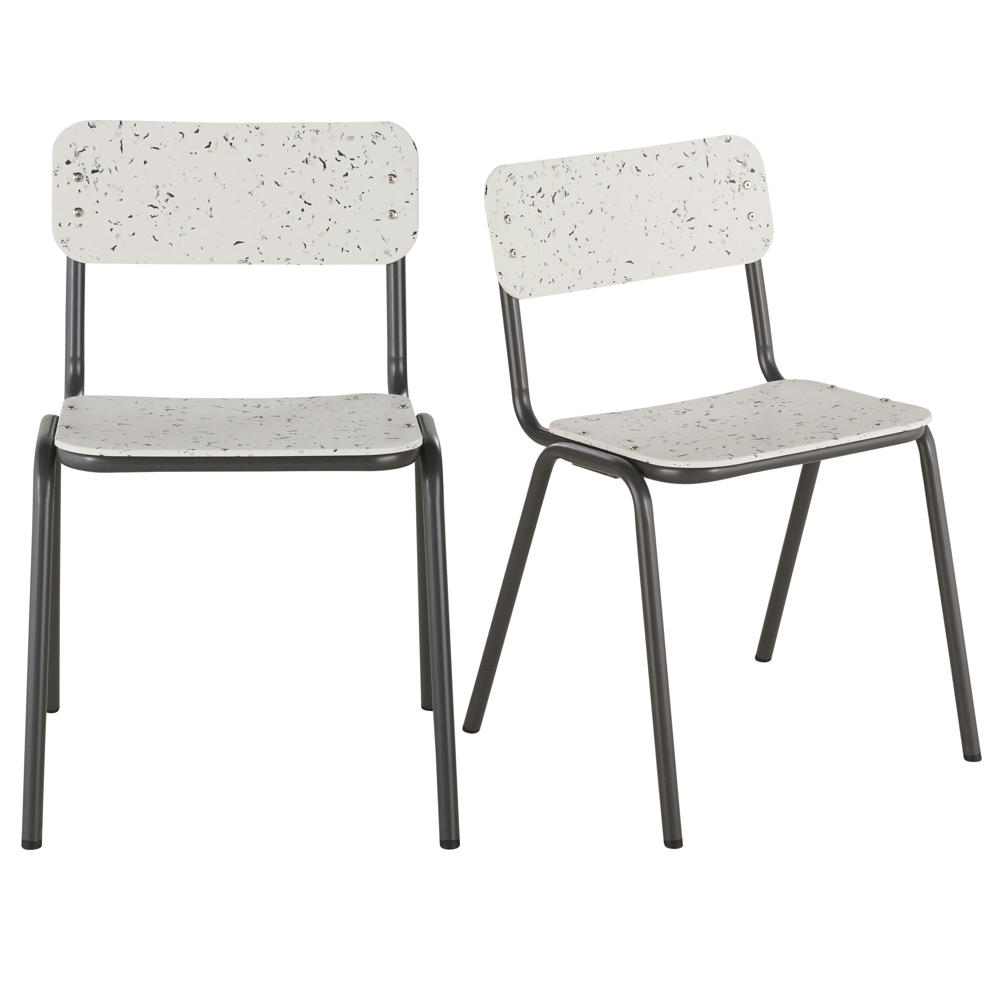 Toba Business - Chaises professionnelles en métal gris et plastique recyclé Le Pavé® effet terrazzo multicolore (x2)