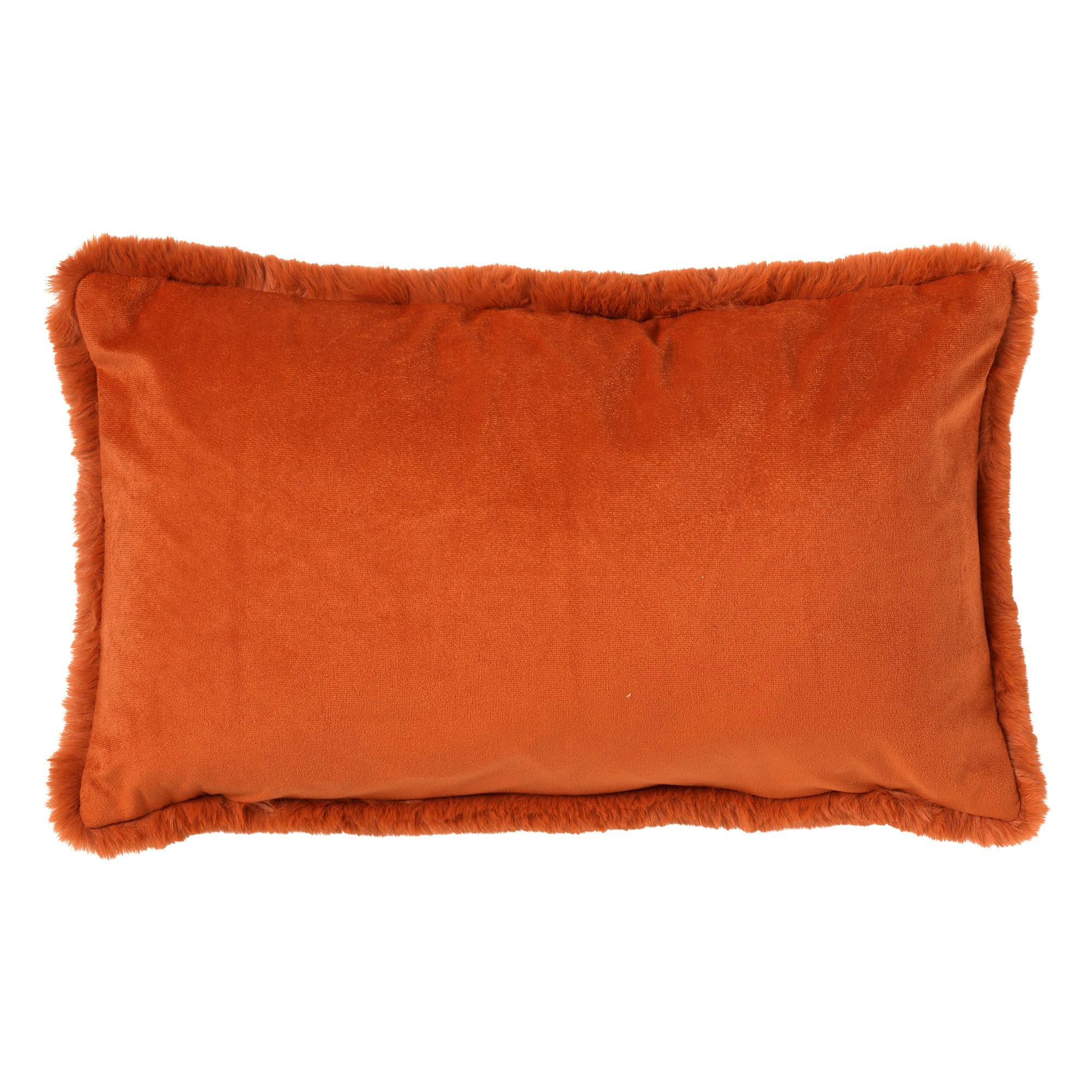 ZAYA - Housse de coussin orange fausse fourrure-30x50 cm uni