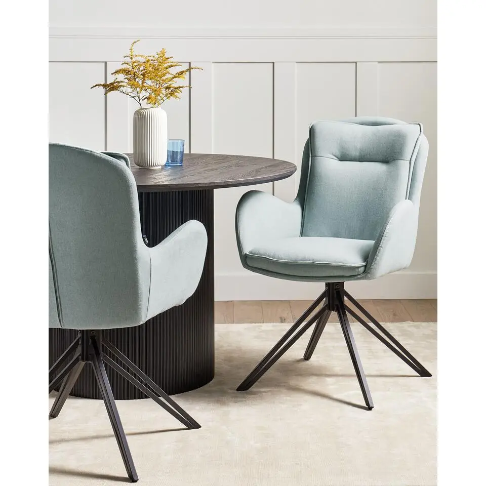 AVELAR - Set van 2 eetkamerstoelen - Lichtblauw - Polyester