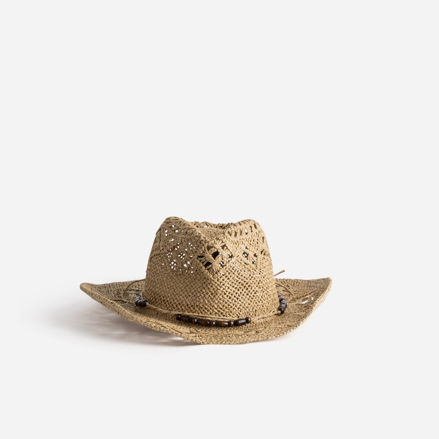 Chapeau beige tressage ajouré
