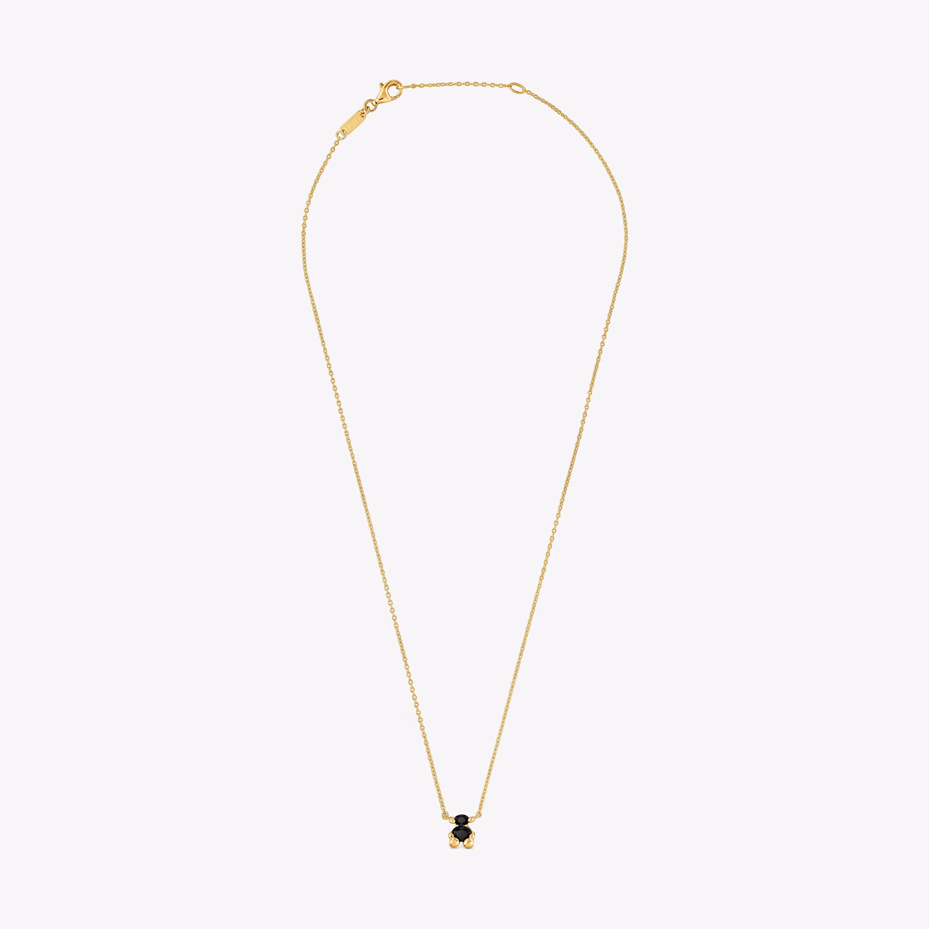Collar corto motivo oso con baño de oro 18 kt sobre plata y ónix Color Bear