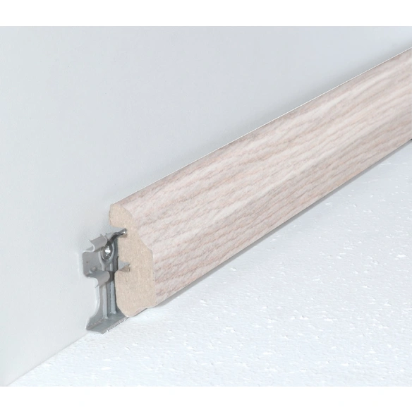 Deckenleiste, Holzoptik eiche grau, MDF, LxHxT: 240 x 1,4 x 3,6 cm