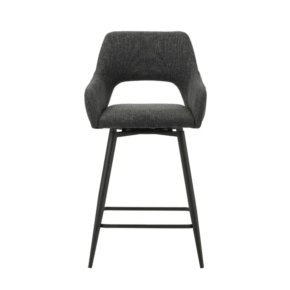 Barkruk Skye draaibaar met armleuning zwart - Zithoogte 66,50 cm - Stof - Zwart