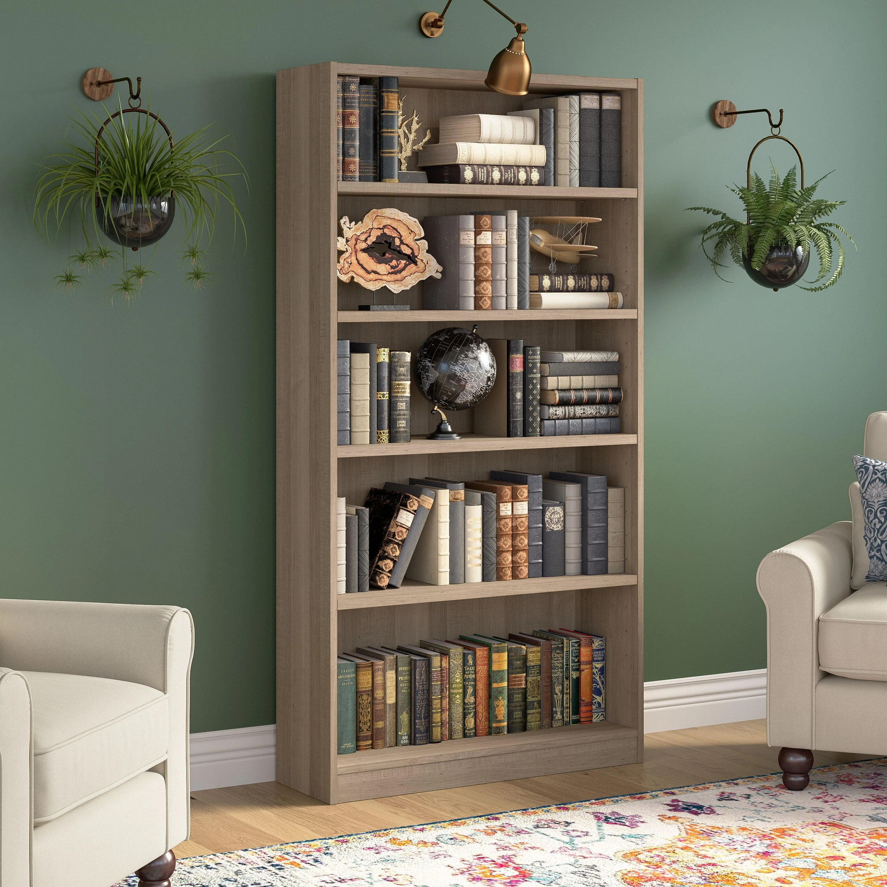 Universal Tall 5 Shelf Bookcase Storage by Bush Furniture