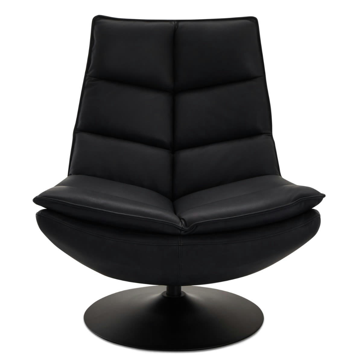 MIAMI - Fauteuil lounge en cuir noir