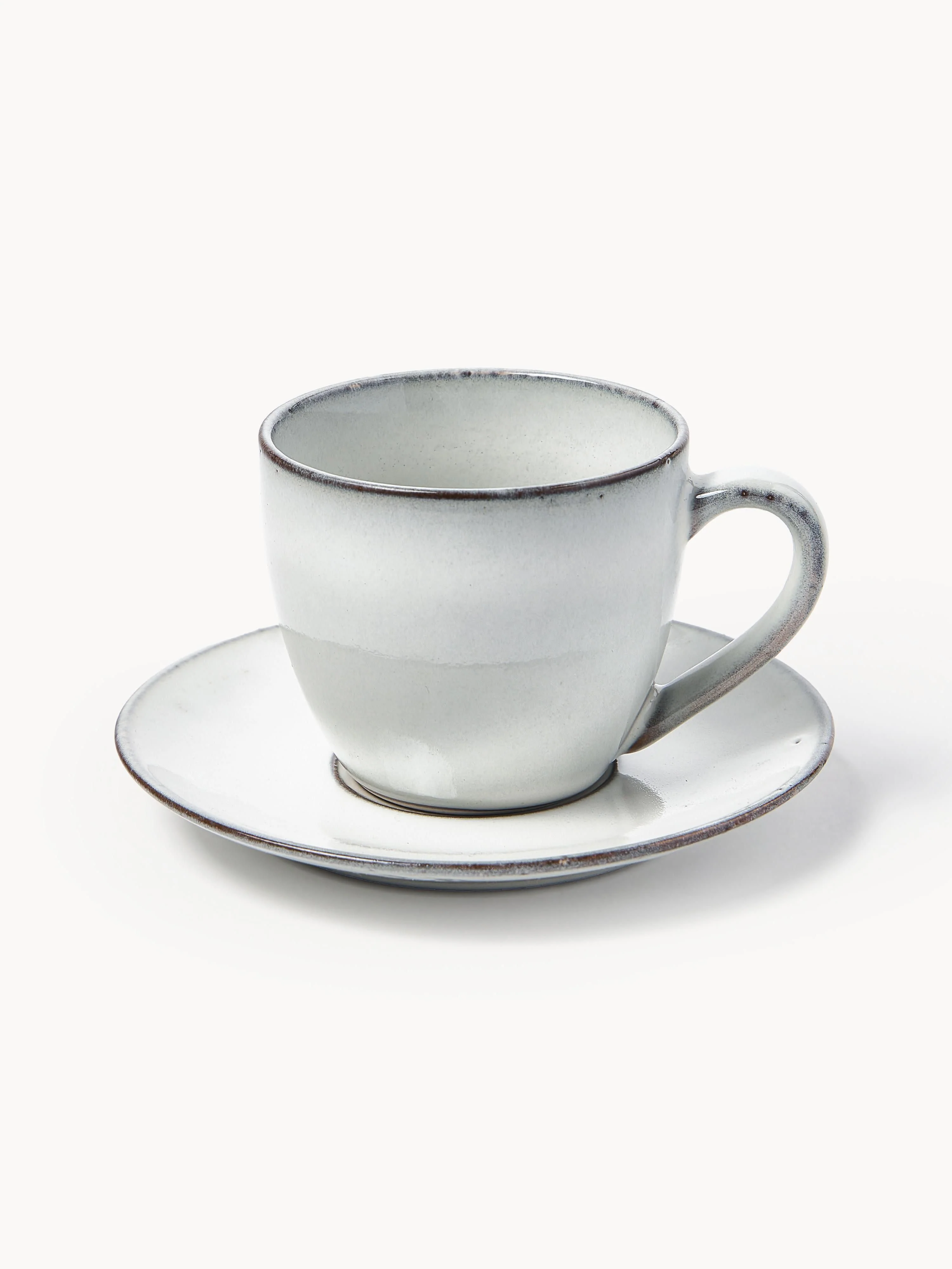 Handgefertigte Kaffeetasse Nordic Sand mit Untertasse