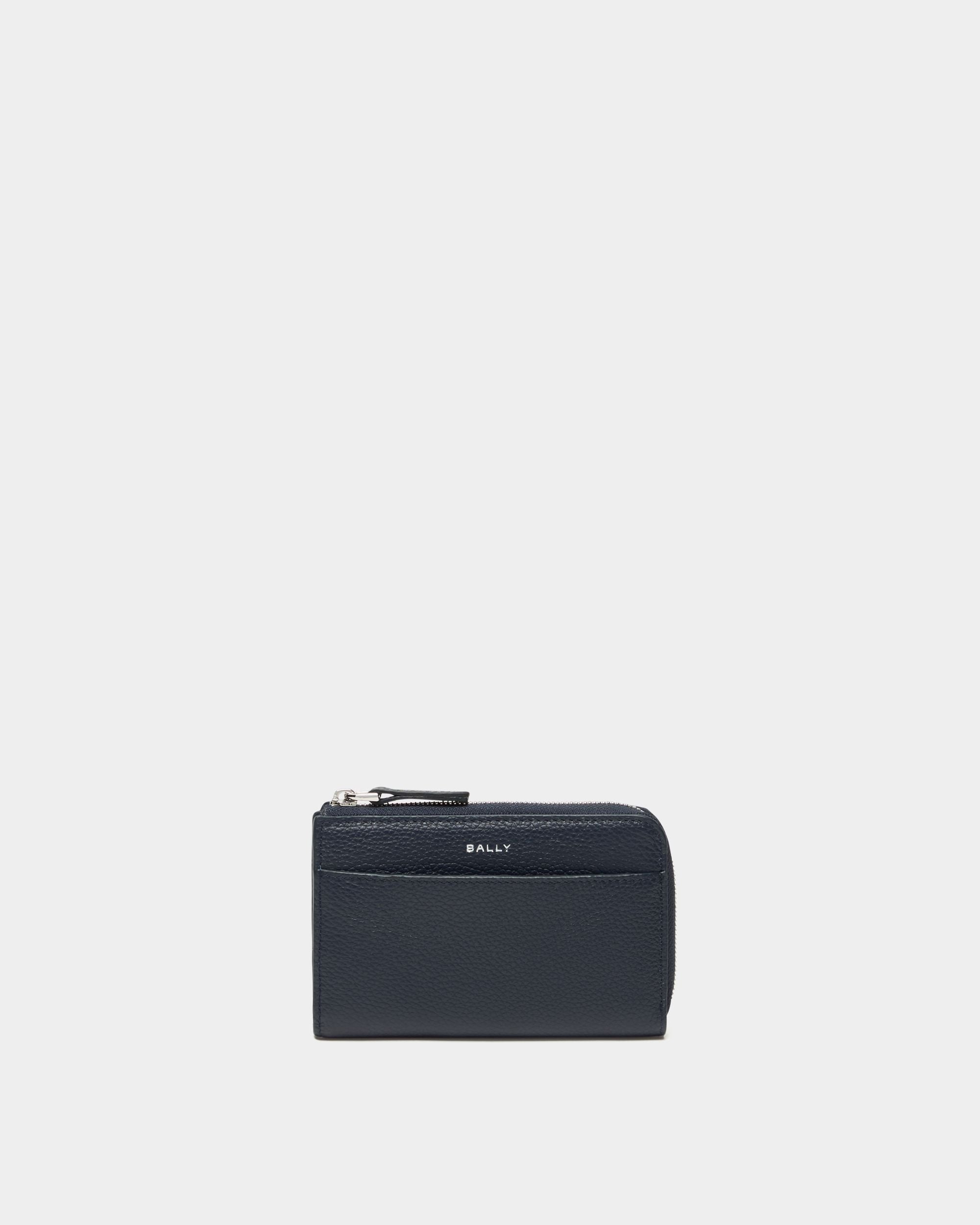 Kartenetui Capitol aus genarbtem Leder in Navy Blue