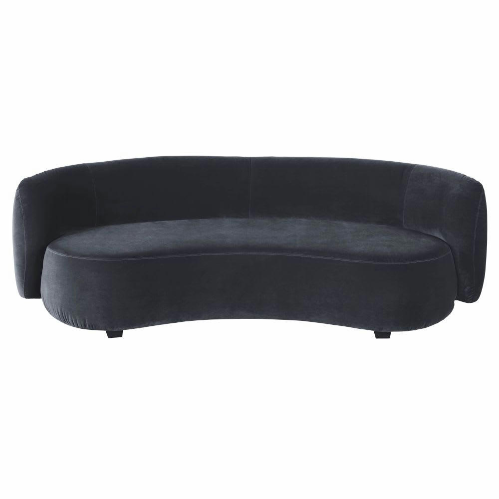 Curve - Canapé 3/4 places en velours gris anthracite
