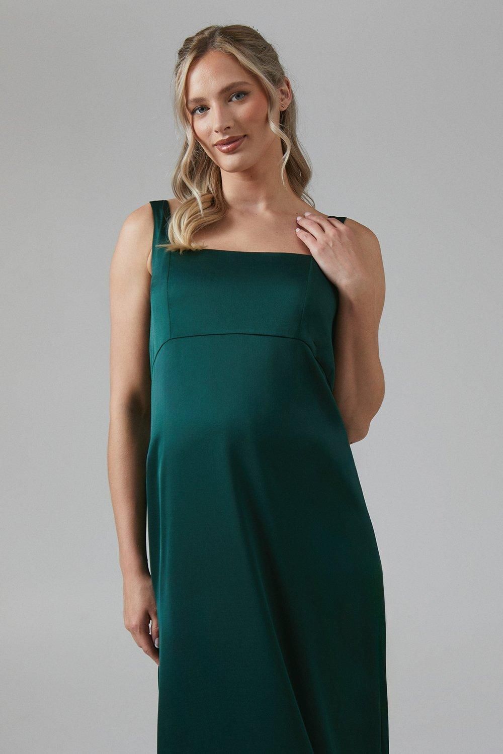 Coast Maternity Square Neck Satin Bridesmaid Maxi Dress